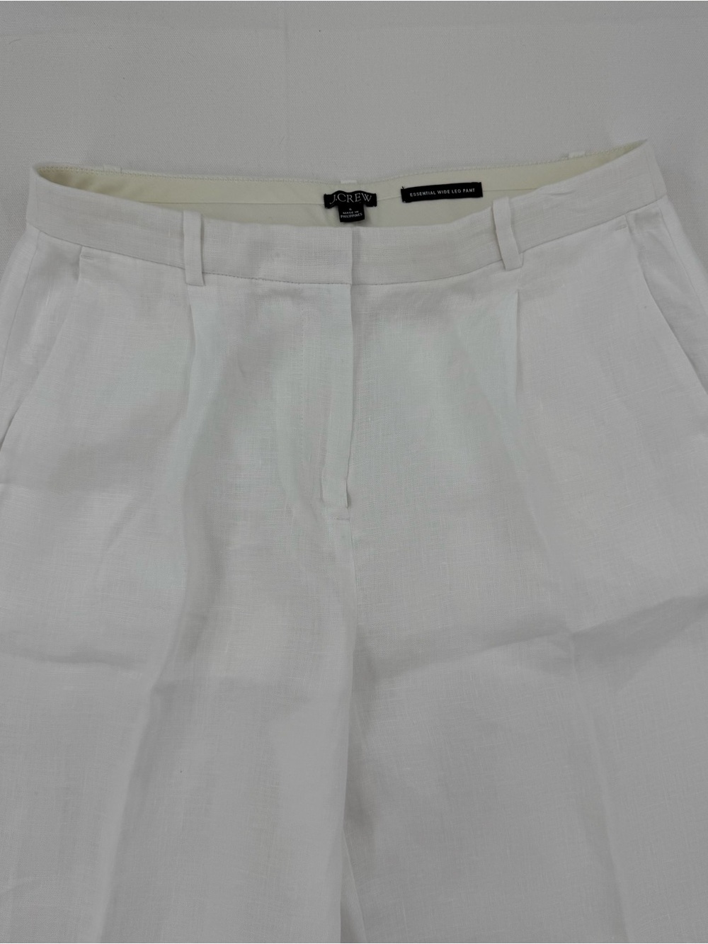 J. Crew Essential Wide Leg Linen Pants White Size 6 High Rise Summer Resort - Picture 4 of 16